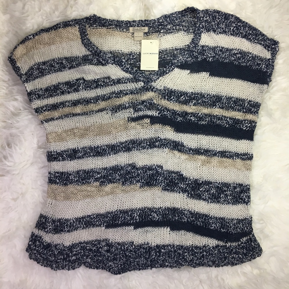 Lucky Brand Striped Multicolor Knitted Blouse